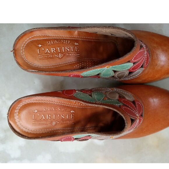 L' Artiste by Spring Step, Tan Leather Helga Mules Size EU 40 - Picture 9 of 10